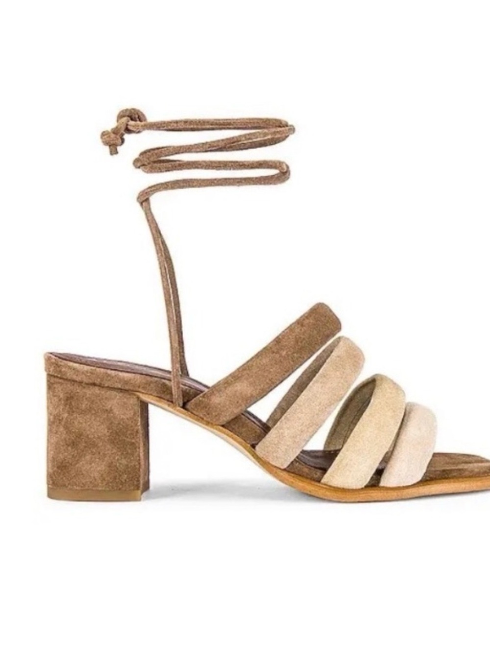 ALOHAS Neutral Suede Multi-Strap Block Heel with Ankle Wrap